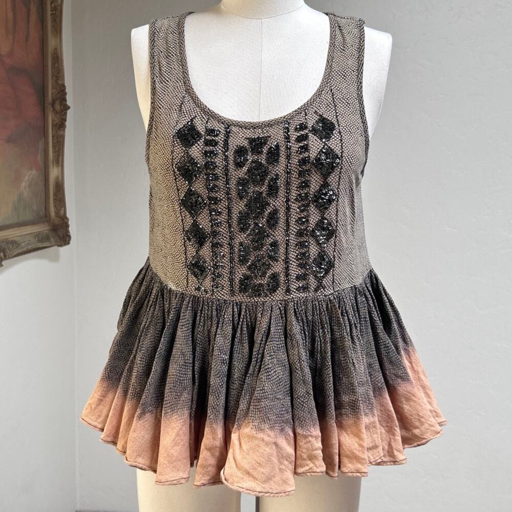 Babydoll Tank Top Embroidered Beaded Boho Festival Fairycore Women‎ S